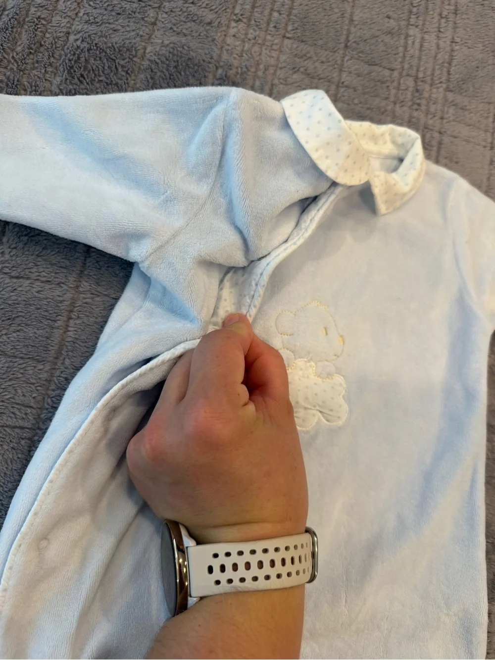 Baby Blue One-Piece Footed Romper with Peter Pan Collar